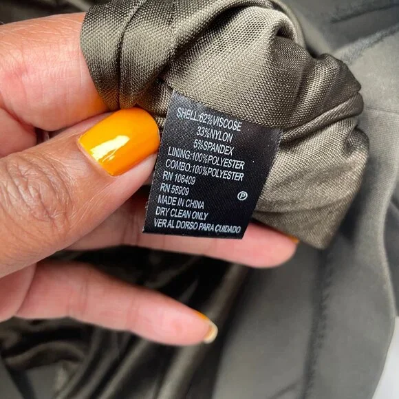 Antonio Melani Olive Green Faux Suede Panel Sheath Dress Size 14 - Picture 10 of 10